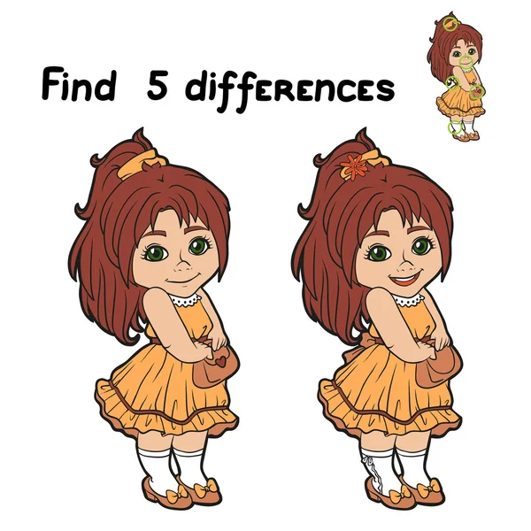 Find 5 differences (girl) — Stock Vector