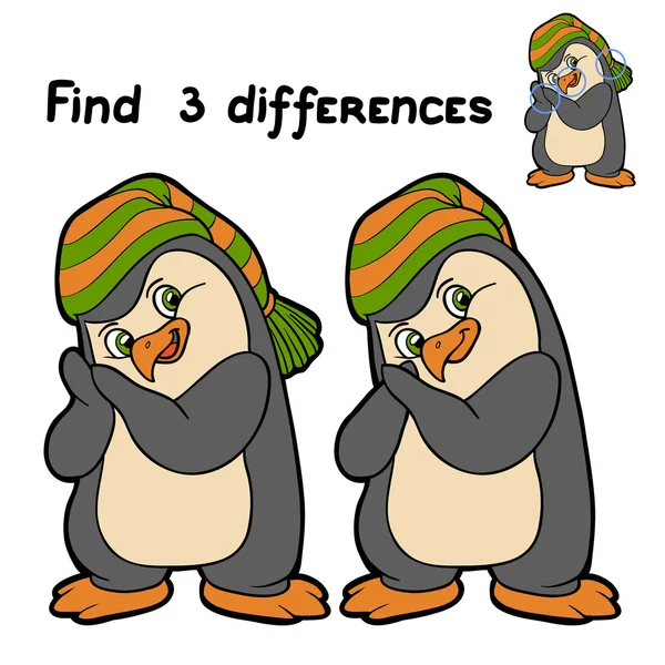 Encuentra 3 diferencias (pingüino ) — Archivo Imágenes Vectoriales