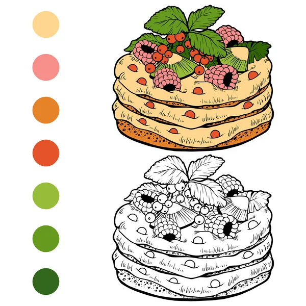 Kleurboek (taartje, cake) — Stockvector