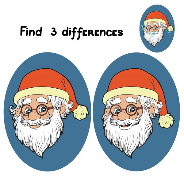 Find 3 differences (Santa Claus) — Stock Vector