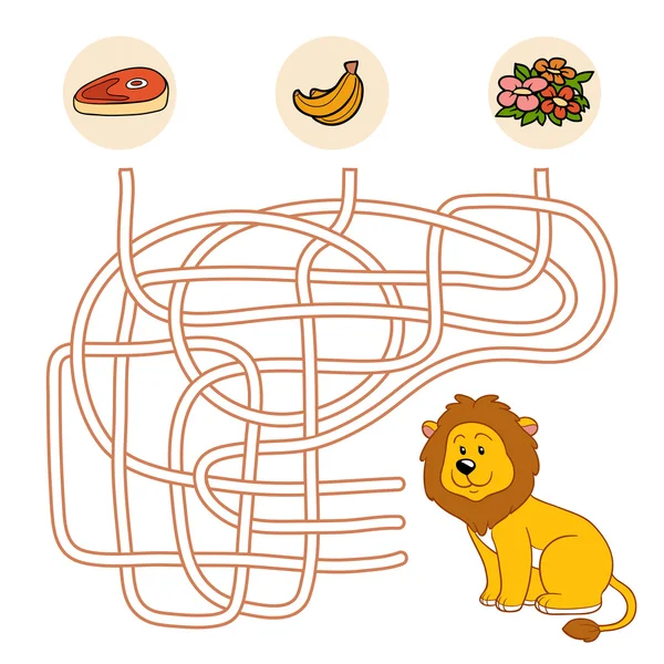 Maze game (lion) — Stock Vector