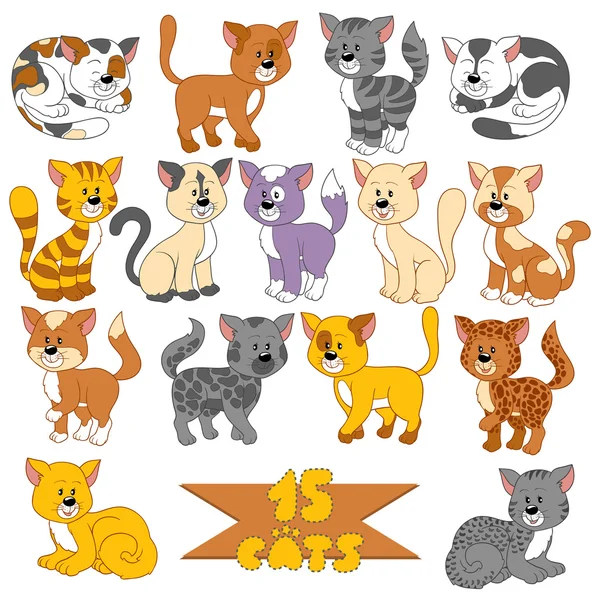 Set of various cute cats — Wektor stockowy