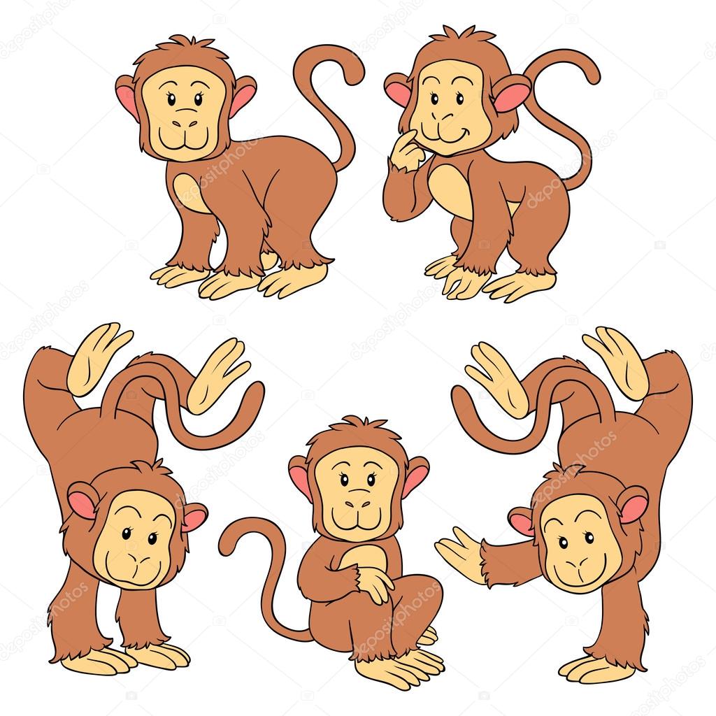 Set of vector animals (monkeys)