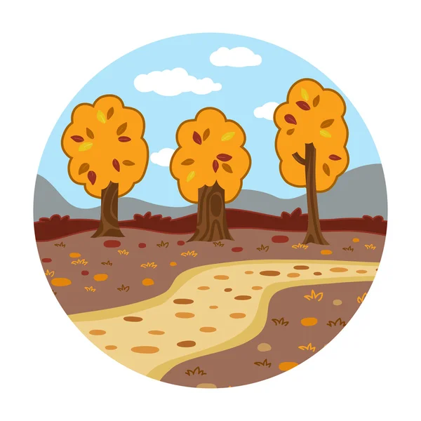 Lugares de círculo, pequeño paisaje (día de otoño en el bosque ) — Vector de stock