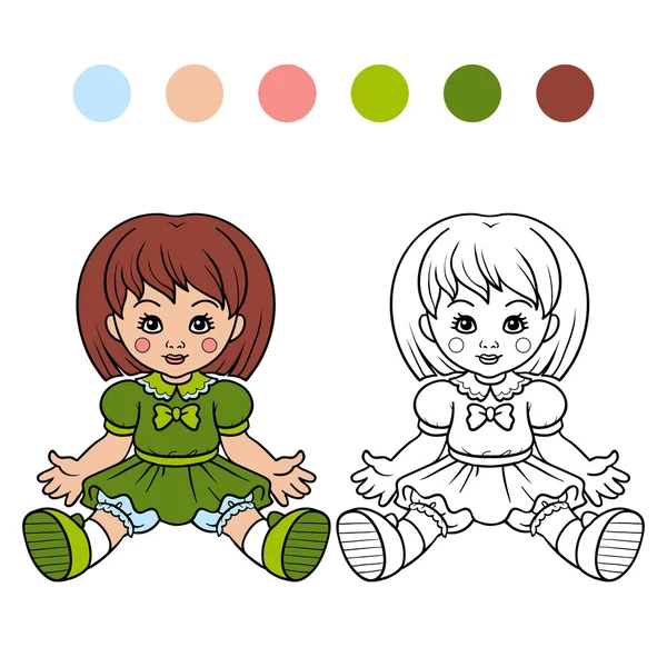 Livre à colorier (poupée ) — Image vectorielle