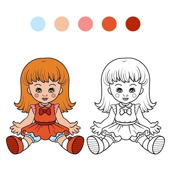 Coloring book (doll) — Stock Vector