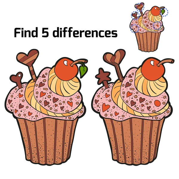 Encontrar 3 diferenças (cupcake ) — Vetor de Stock