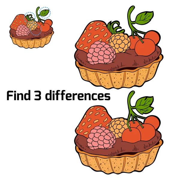 Find 3 differences (cake) — Stock Vector