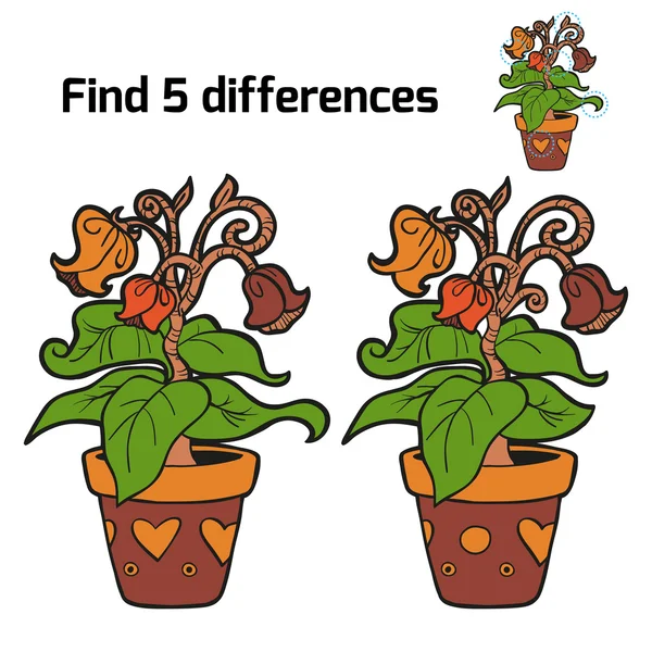Find 5 differences (flowers) — Stock Vector