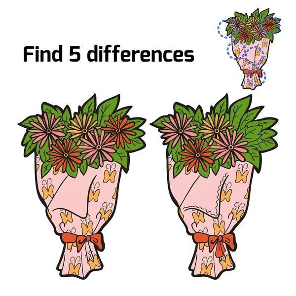 Find 5 differences (flowers) — Stock Vector