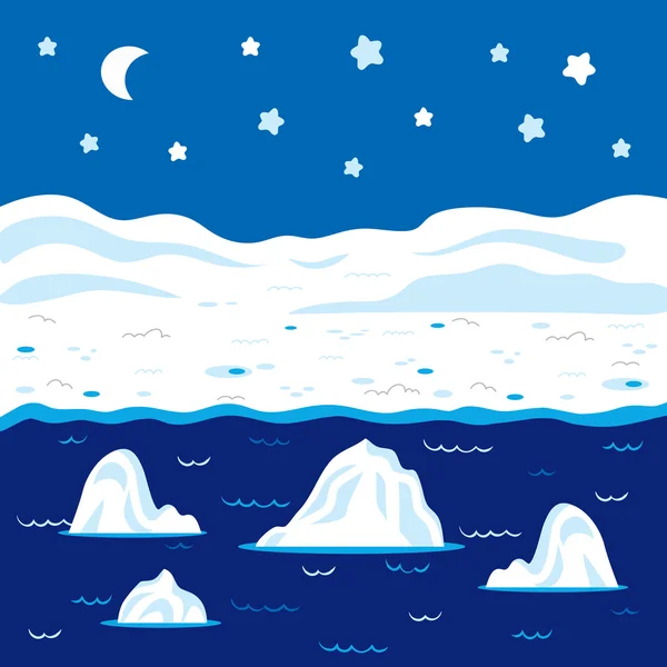 Vector paisaje de invierno, noche polar — Vector de stock