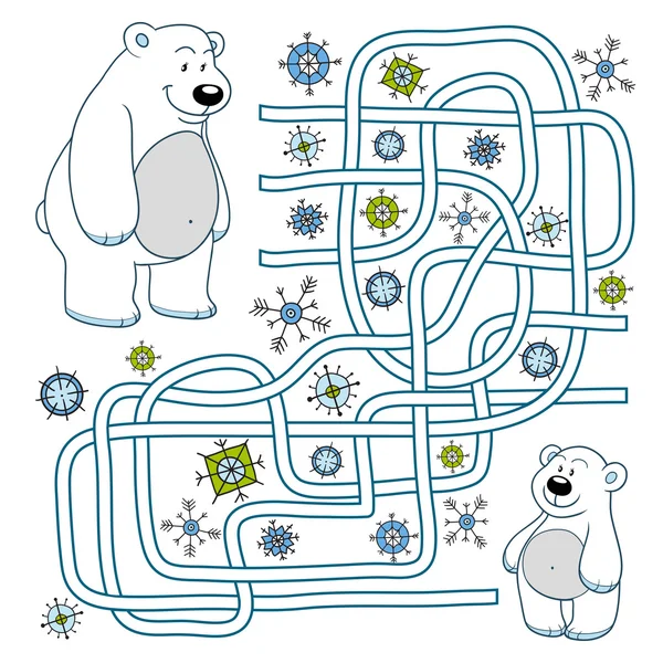 Maze game (polar bears) — Stock Vector