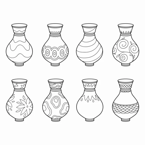 Livre à colorier (vases ) — Image vectorielle