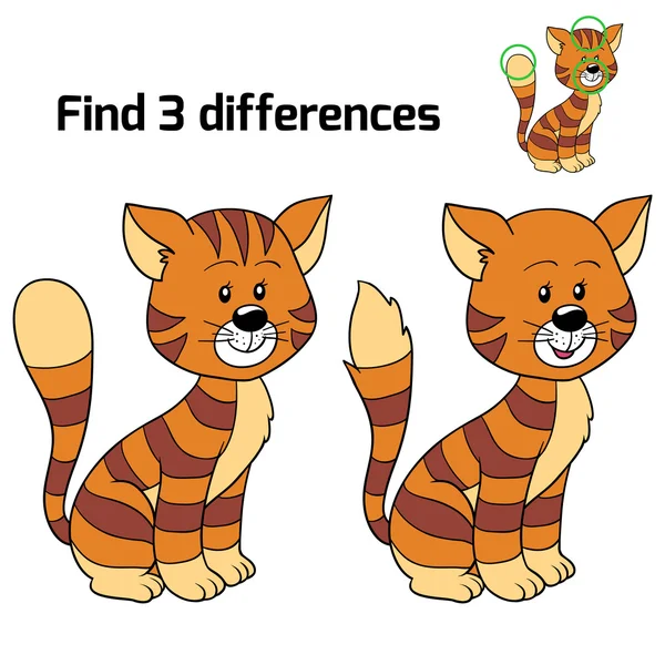 Trouver 3 différences (chat ) — Image vectorielle