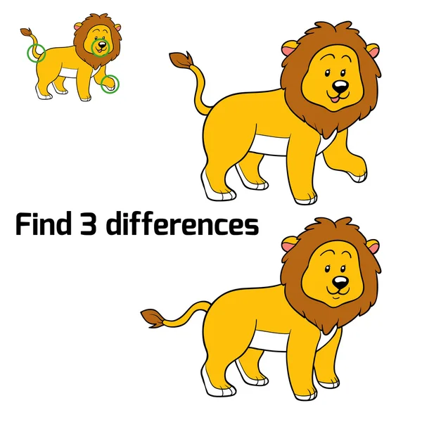 Find 3 differences (lion) — Stock Vector