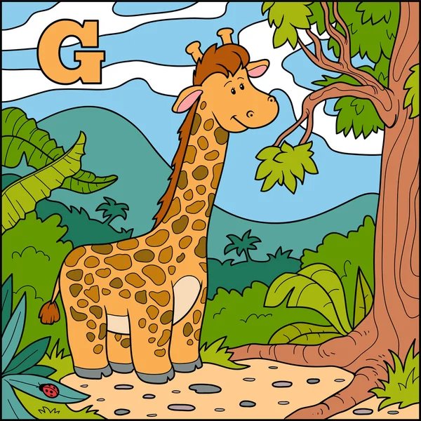 Алфавіт кольорів для дітей: літера G (Giraffe ) — стоковий вектор