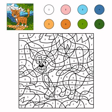 Color by number (cat) clipart