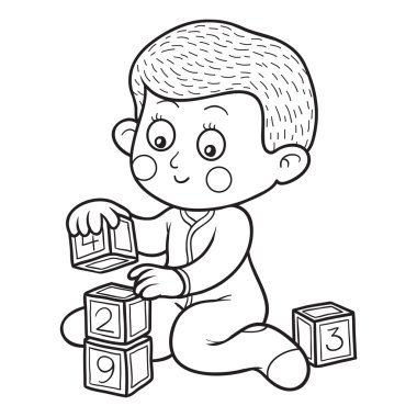 Boyama kitabı (küçük çocuk ve küpler)