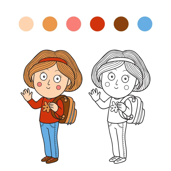 Libro para colorear (niña ) — Archivo Imágenes Vectoriales