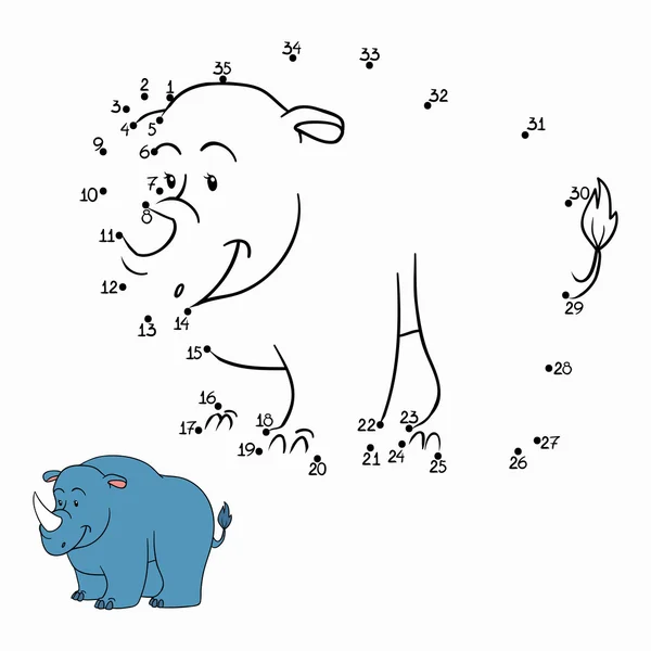 Hra čísel (nosorožec) — Stockový vektor