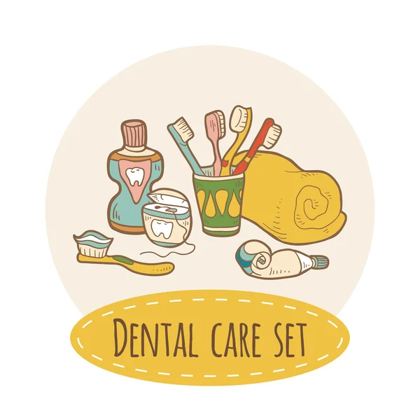 Conjunto de cuidado dental — Archivo Imágenes Vectoriales