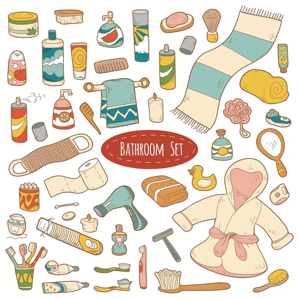 Set of vector bathroom and personal hygiene items — Stock Illustration Set of vector bathroom and personal hygiene items Stock Vector
