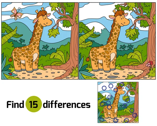 Unterschiede finden (Giraffe) — Stockvektor