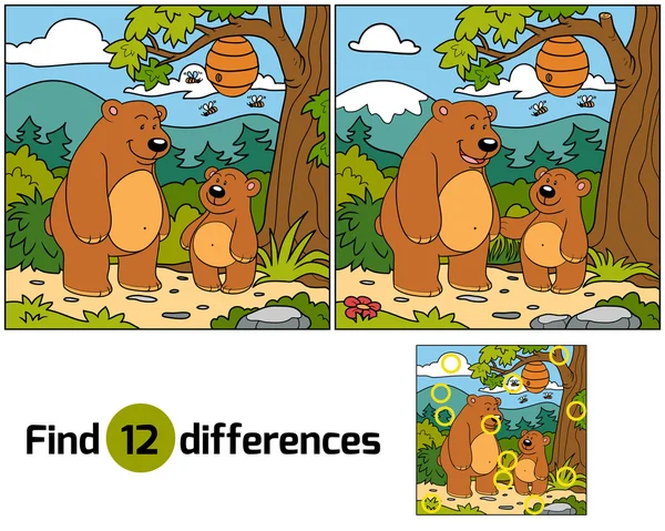 Encontrar diferencias (familia osos ) — Vector de stock