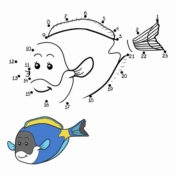 숫자 놀이 (파란 물고기) — 스톡 벡터