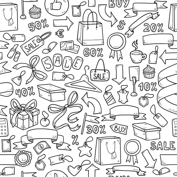 Colorless vector pattern of shopping items — Stock Vector