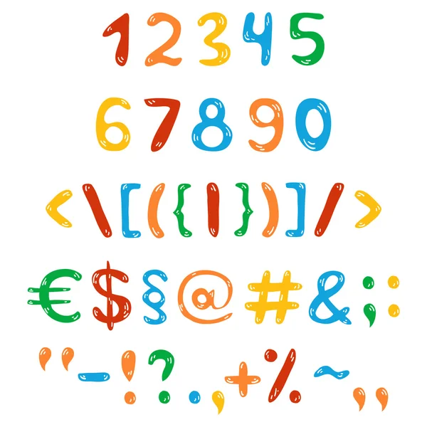 Радужные числа и символы — стоковый вектор