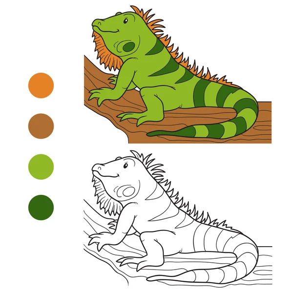 Målarbok (iguana) — Stock vektor