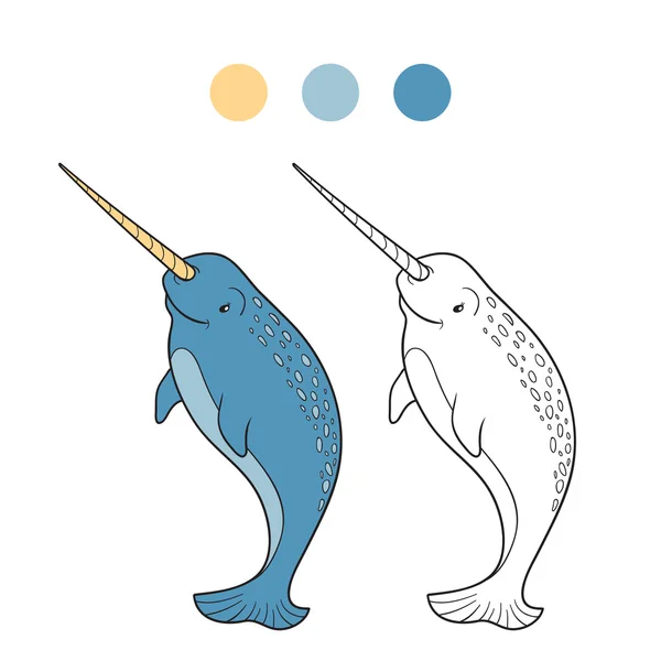 Книжка раскраски (narwhal ) — стоковый вектор