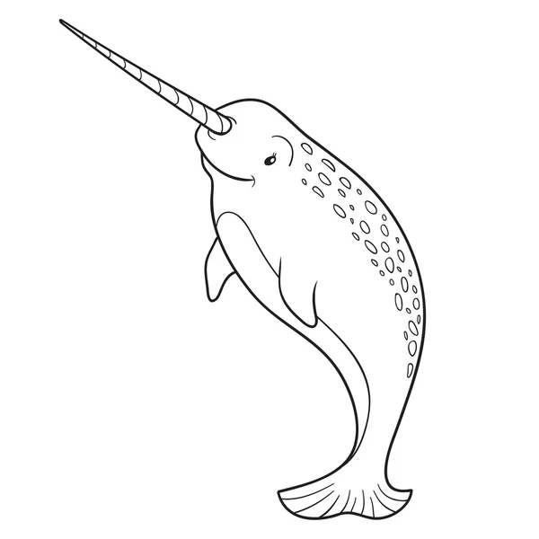 Coloring book (narwhal) — Stock Vector