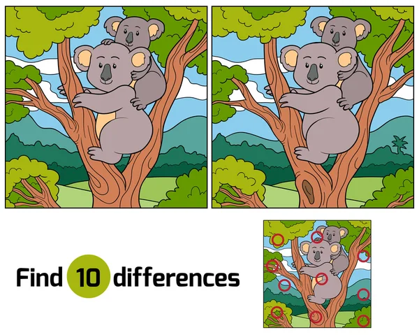 Encontrar diferencias (koala ) — Vector de stock