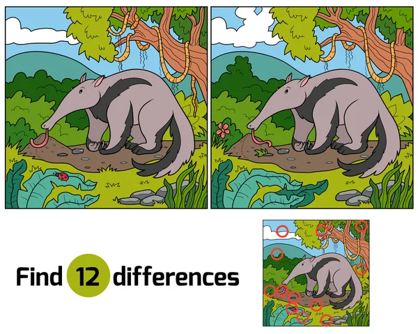Find differences (anteater) — Stock Vector