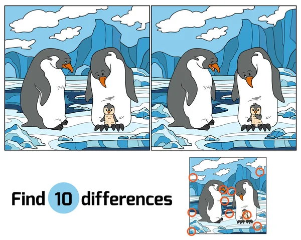 Encontrar diferencias (pingüino ) — Vector de stock