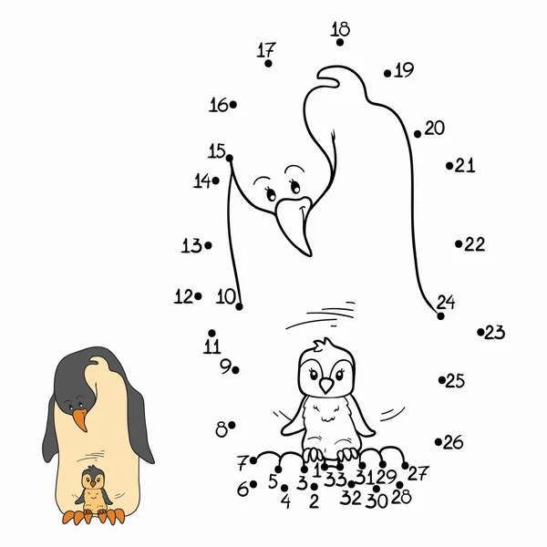 Números juego (pingüino ) — Vector de stock