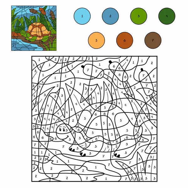 Couleur par nombre (tortue ) — Image vectorielle