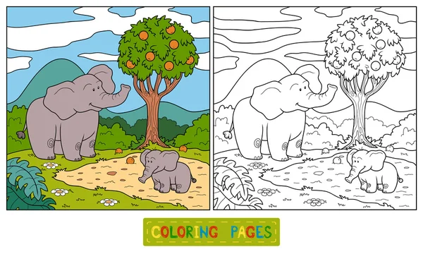 Libro para colorear (elefante ) — Vector de stock