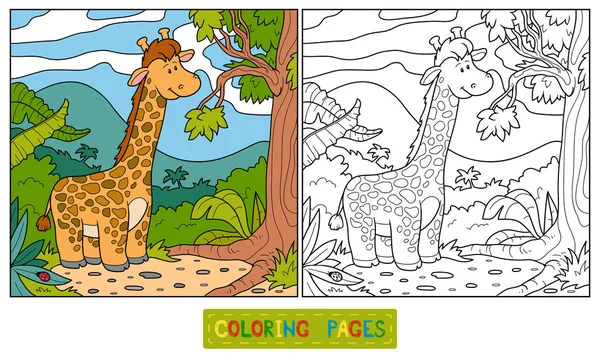 Coloring book (giraffe) — Stock Vector