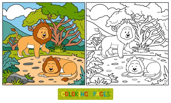 Livre à colorier (lions ) — Image vectorielle