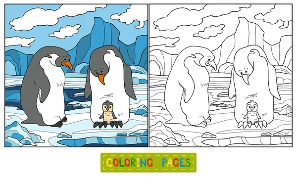 Libro para colorear (pingüino ) — Vector de stock