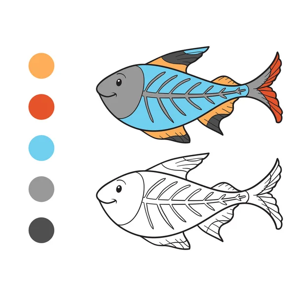 Libro para colorear (peces de rayos X ) — Vector de stock