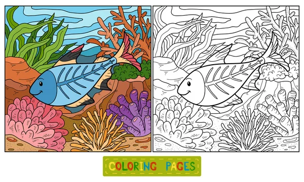 Libro para colorear (peces de rayos X ) — Vector de stock