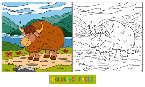 Libro para colorear (yak ) — Vector de stock