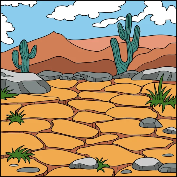 Ilustración vectorial, fondo natural (desierto seco ) — Vector de stock