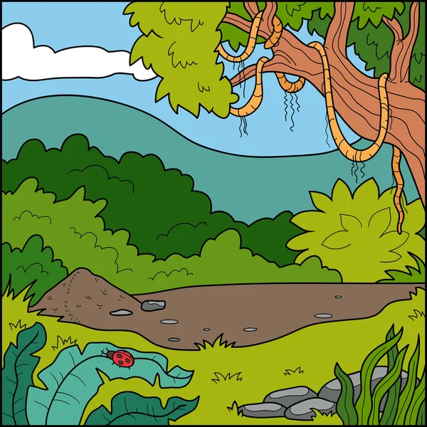 自然な背景 (熱帯林のベクトル図) — ストックベクタ