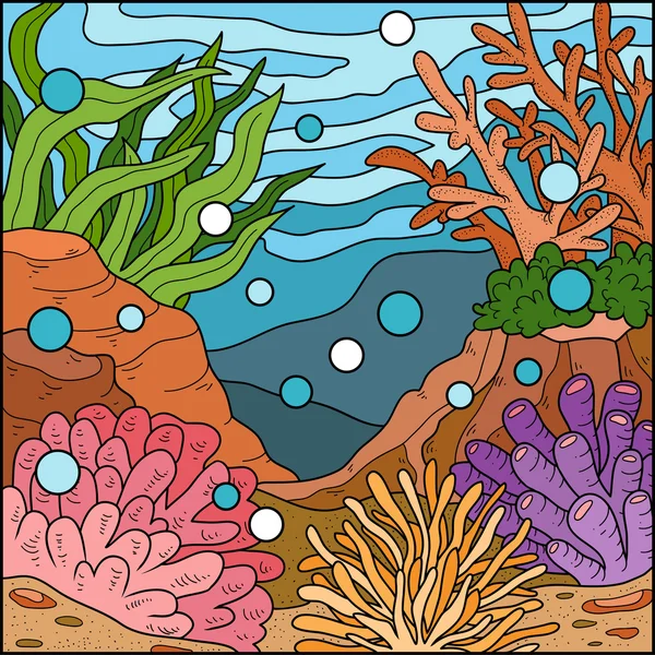 Vektorillustration, Ozeanhintergrund (Korallenriff) — Stockvektor