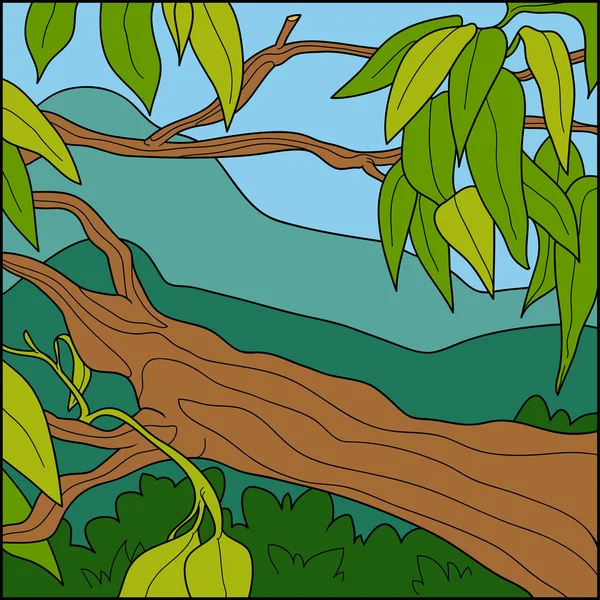 Vector illustration, natural background (tropical tree) — Stock Vector